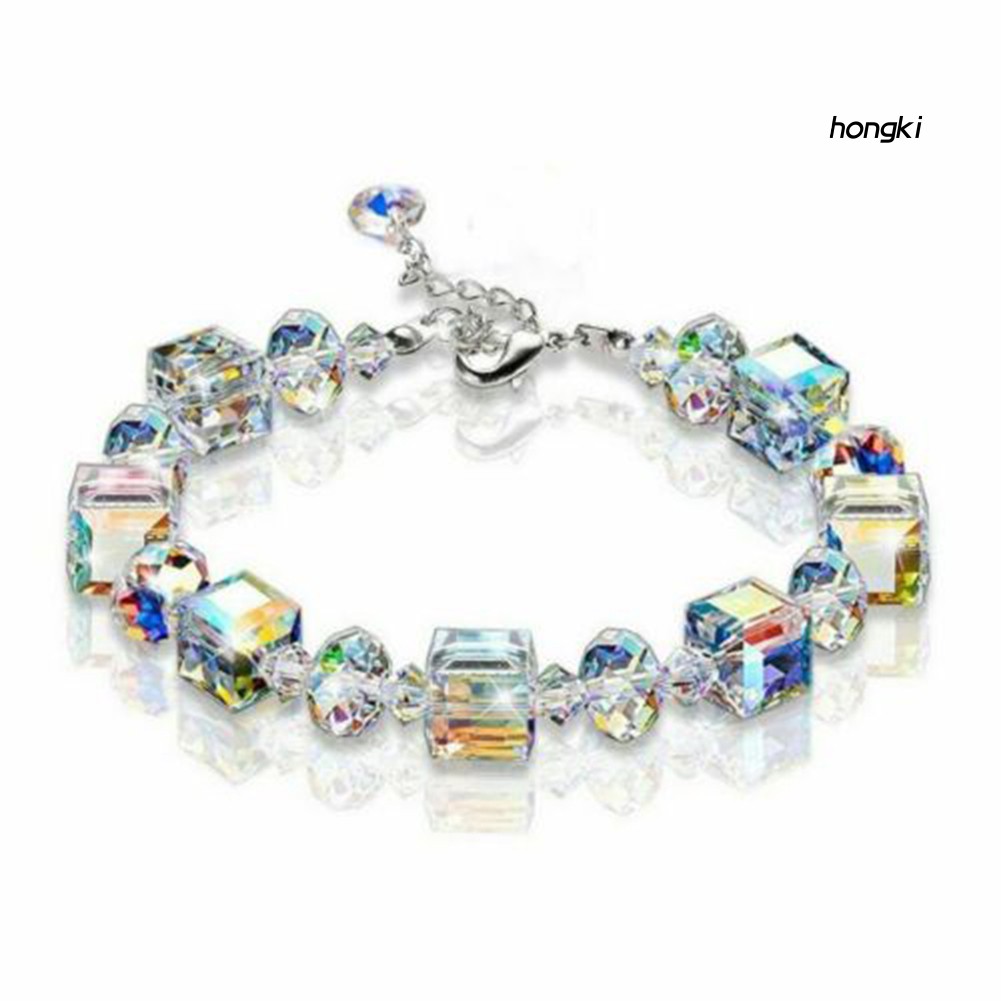 Vòng đeo tay chuỗi hạt thạch anh nhân tạo trong suốt điều chỉnh được thời trang dành cho nữ