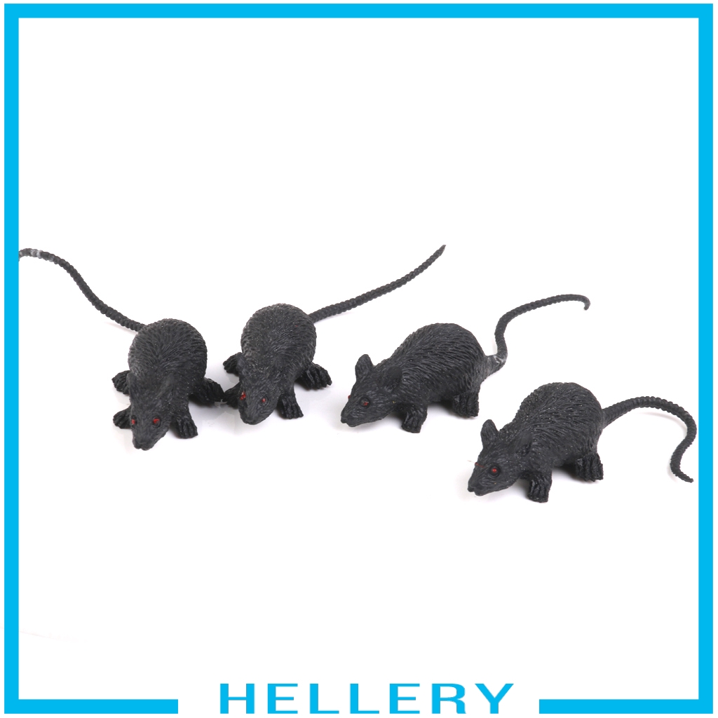 Set 2 Mô Hình Chú Chuột Nhựa Màu Trắng Xám Đen Trang Trí Tiệc Halloween