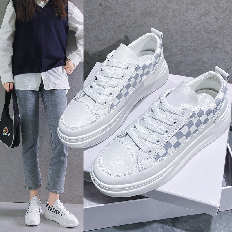 Giày thể thao IELGY đế dày màu trắng thời trang cho nữ