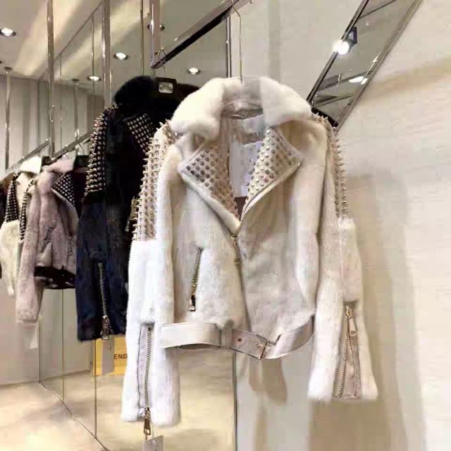 Áo khoác lông cổ vest đinh tán cao cấp siêu chất