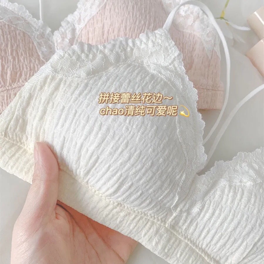 Jiashucheng Áo Ngực Tam Giác Nhỏ Màu Trơn Mỏng Không Gọng Thép Không Gọng Thép Màu Trơn Phong Cách Mới Cho Nữ Sinh