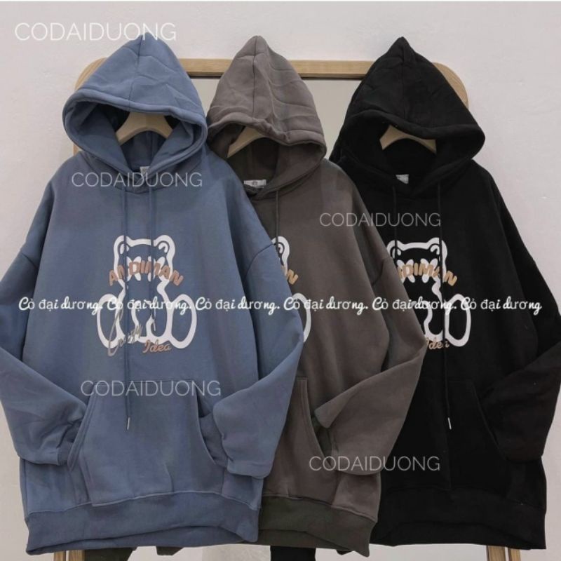 Áo Khoác Hoodie Unisex In Gấu Hoạt Hình -Teen 99 Thu Đông Cặp Nam Nữ