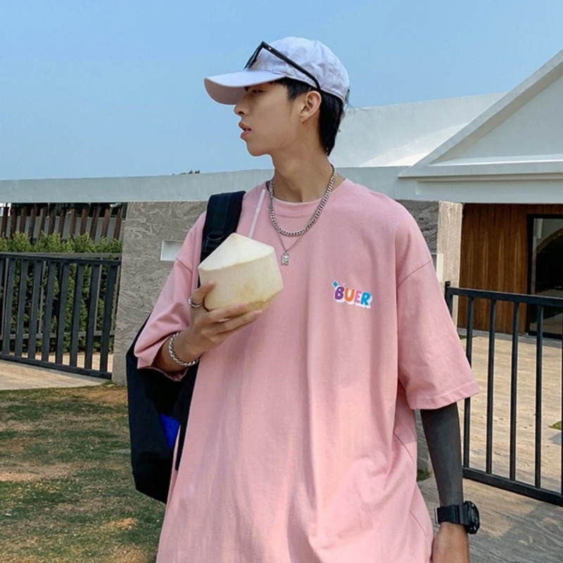 [Mã SKAMFSW175 giảm 10K đơn 50K] Áo thun phông nam nữ PINK tay lỡ form rộng BUER Unisex