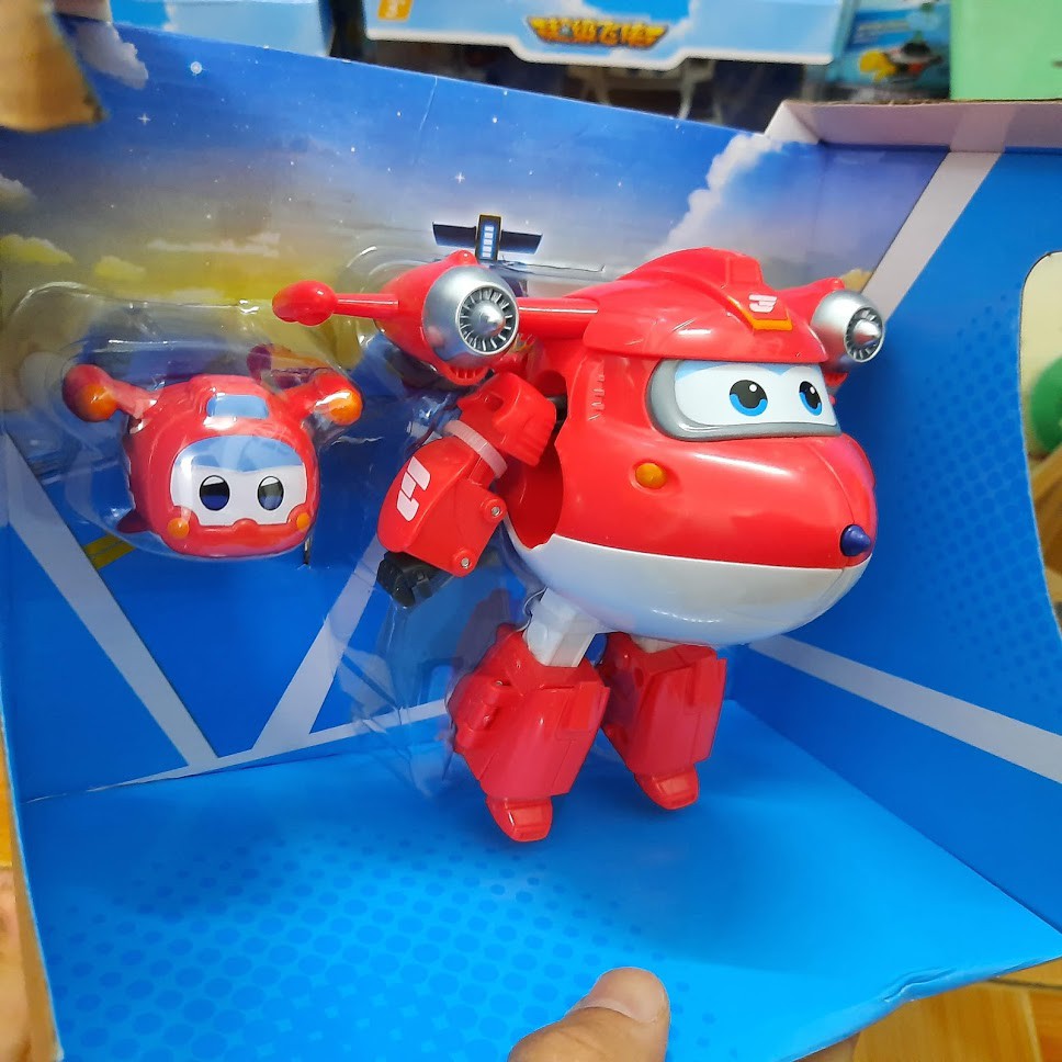 Bộ mô hình super wings đội bay siêu đẳng máy bay Jett tia chớp cỡ lớn và thú cưng đồ chơi trẻ em