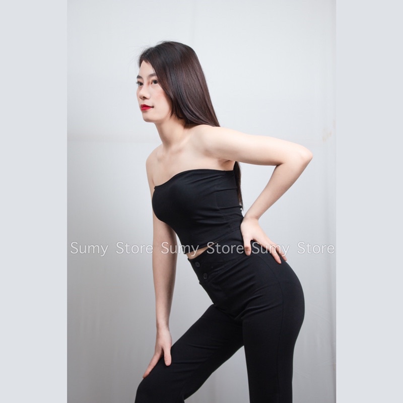 Áo quây ngang croptop nữ dáng ôm màu trơn không dây có đệm mút sau chun co giãn tốt dễ điều chỉnh SUMY STORE