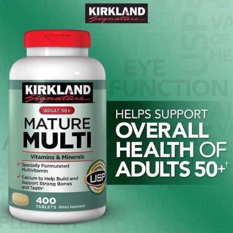 Viên uống Vitamin tổng hợp Kirkland Mature Multi Adult 50 plus Hộp 400 viên Healthy Care quatangme