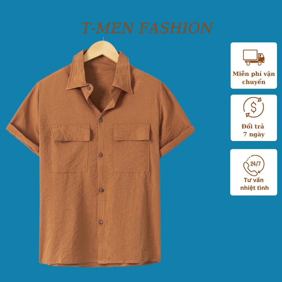 Áo đũi nam cổ bẻ sơ mi đũi thời trang nam T-Men, áo có cổ bẻ túi hộp thời trang công sở nam cao cấp.