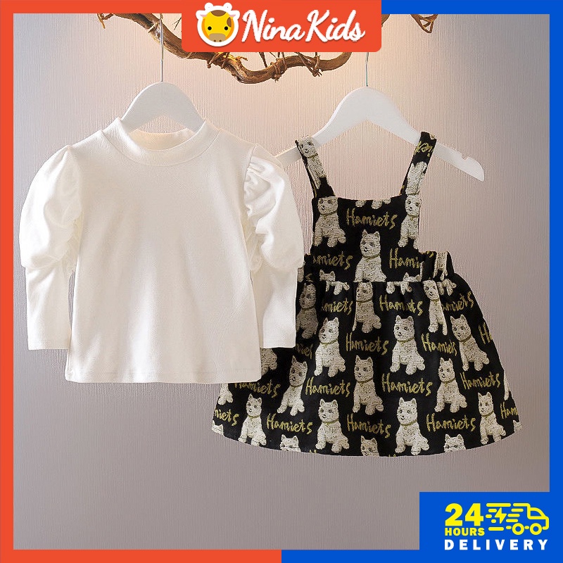 Set Đồ Gồm Đầm Hai Dây In Họa Tiết Động Vật + Áo Khoác Thời Trang Cho Bé Gái 0-4 Tuổi