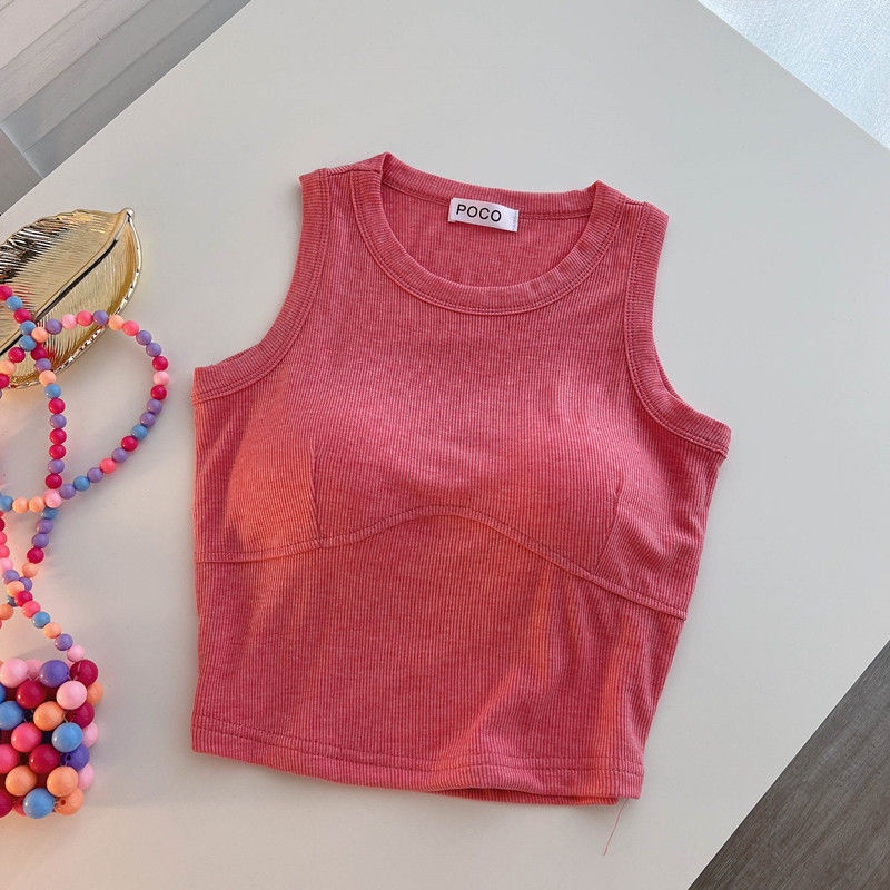 Áo Thun Thể Thao Sát Nách Cổ Tròn Có Đệm Ngực Thời Trang Mùa Hè 0922 Cho Nữ