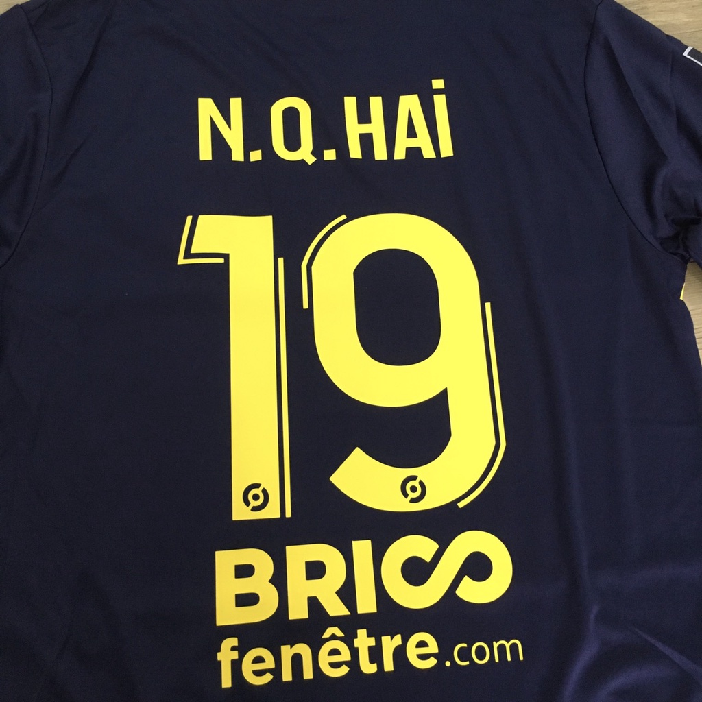 Bộ quần áo đá banh Pau FC xanh In tên Quang Hải