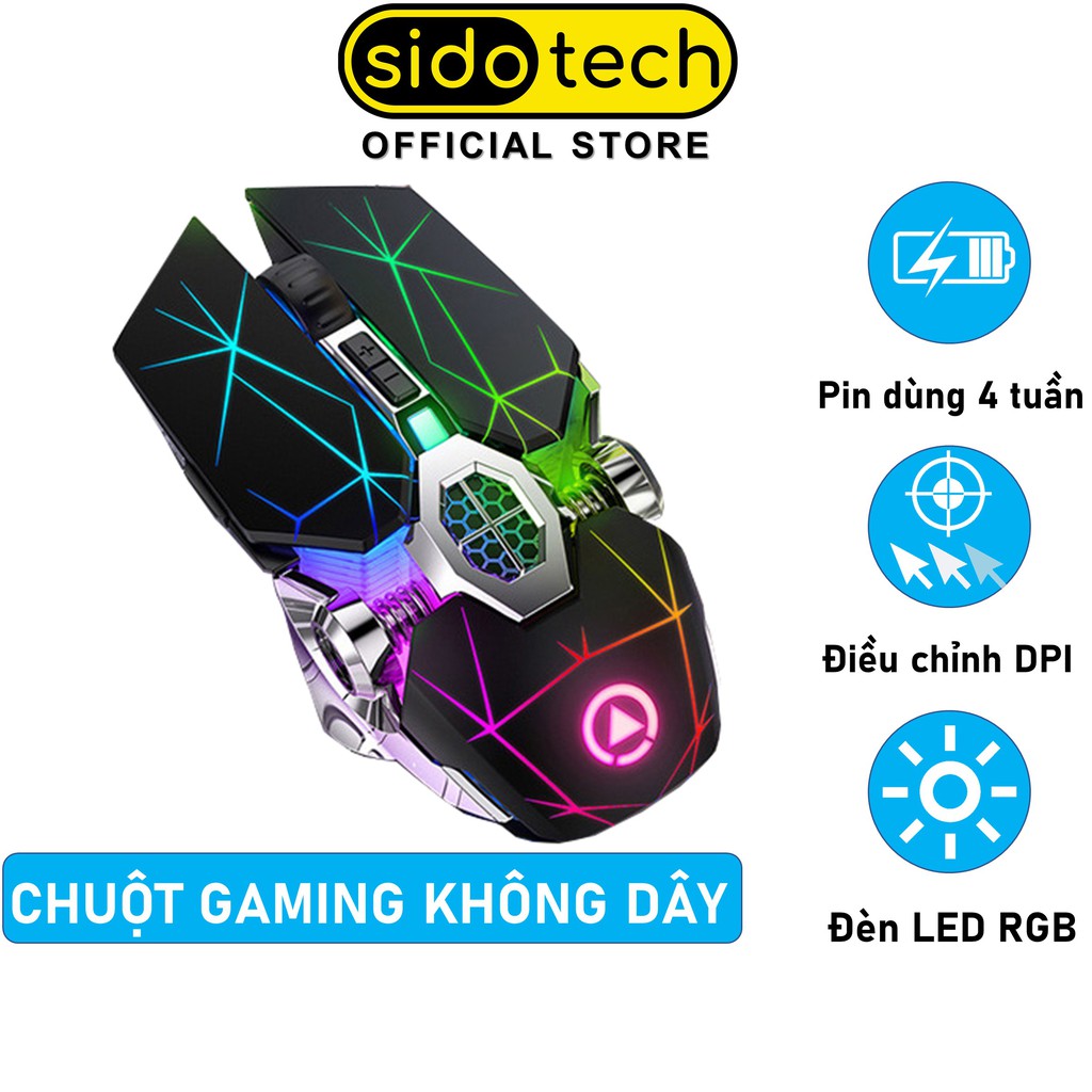 Chuột không dây gaming SIDOTECH S7A chế độ điều chỉnh độ nhạy DPI Led RGB chơi game không độ trễ cho máy tính laptop