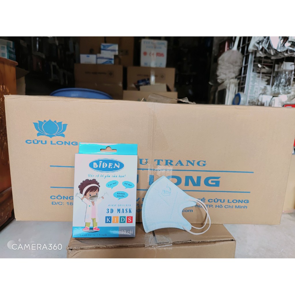 Khẩu Trang bé 3d dành cho bé 1t chở lên 1thung 100 hộp 1 hộp 10c