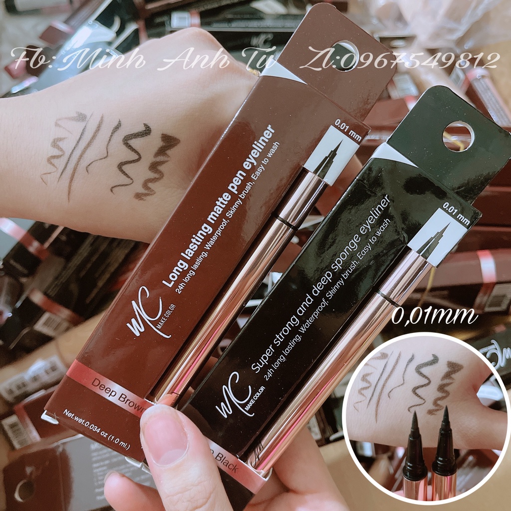 Kẻ mắt nước MC Make Color Nâu Đen siêu lì không lem không trôi nét siêu mảnh chính hãng