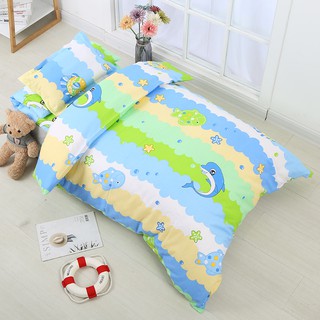 Trọn bộ set 6 món chăn mền, gối, nệm cho bé đến trường - set gối nệm mầm non - Cotton bọc