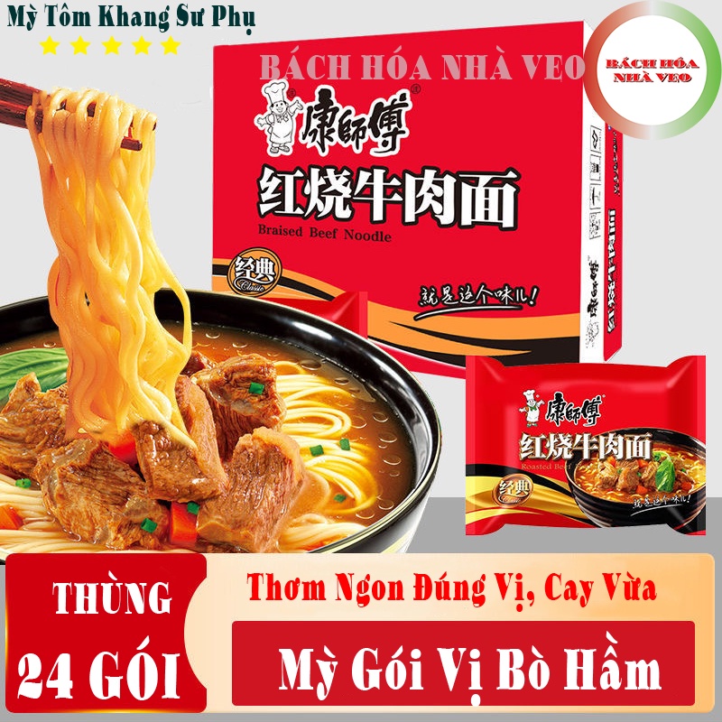 Mỳ Tôm Trung Quốc Hiệu Khang Sư Phụ - Tự Chọn 12 Vị, Date Mới, Mỳ Trung Quốc Siêu Thơm Ngon