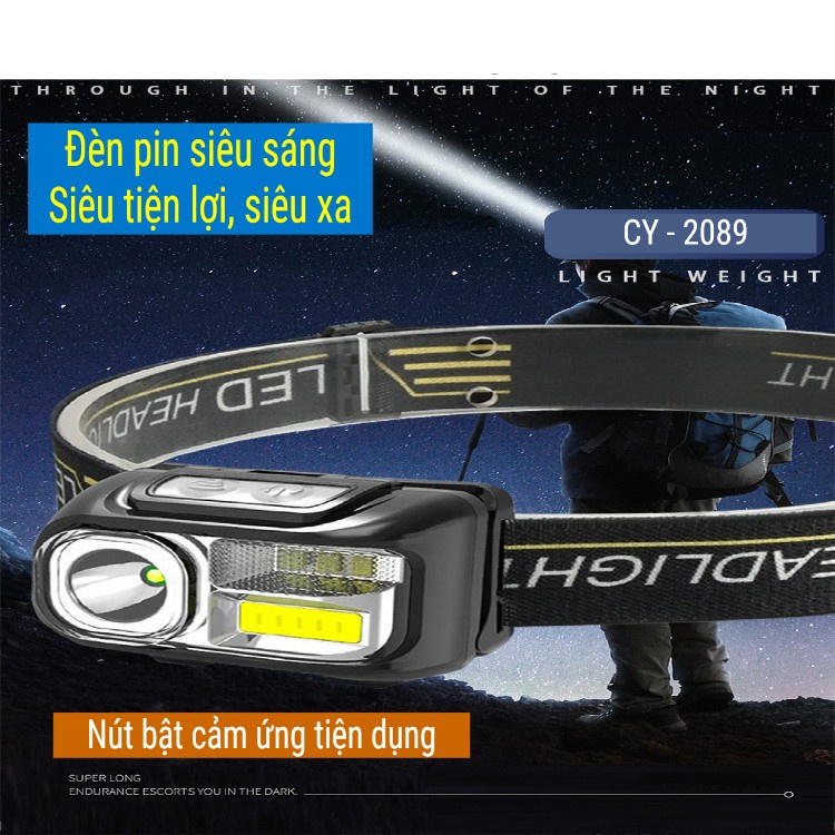 Đèn Pin Đội Dầu - Đèn Pin Siêu Sáng Tích Điện Chống Nước - Kết Hợp Cảm Ứng - 6 Chế Độ Sáng Phối Hợp  [DD01]