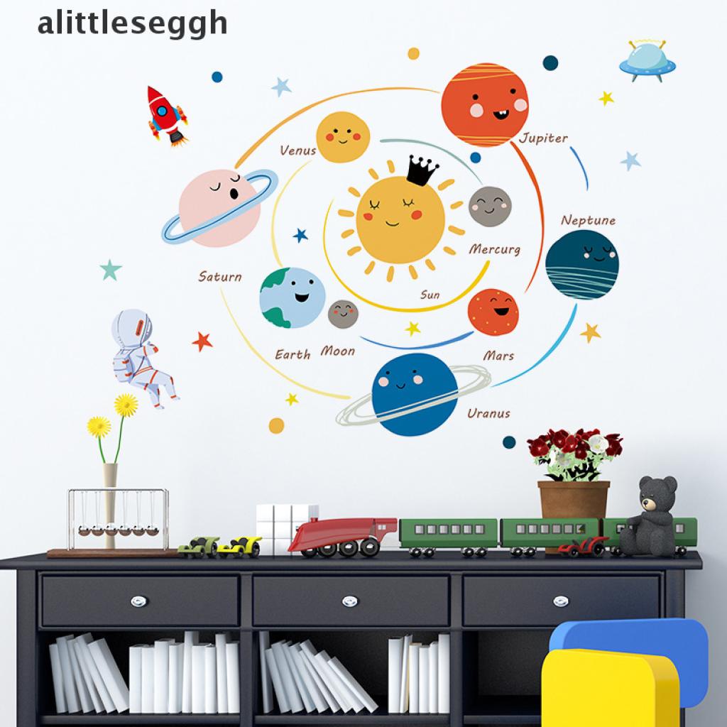 [PeaceShells11] Hình Dán Tường Hệ Mặt Trời Hành Tinh Hoạt Hình Có Thể Tháo Rời Trang Trí Phòng Trẻ Em Nhà Cửa