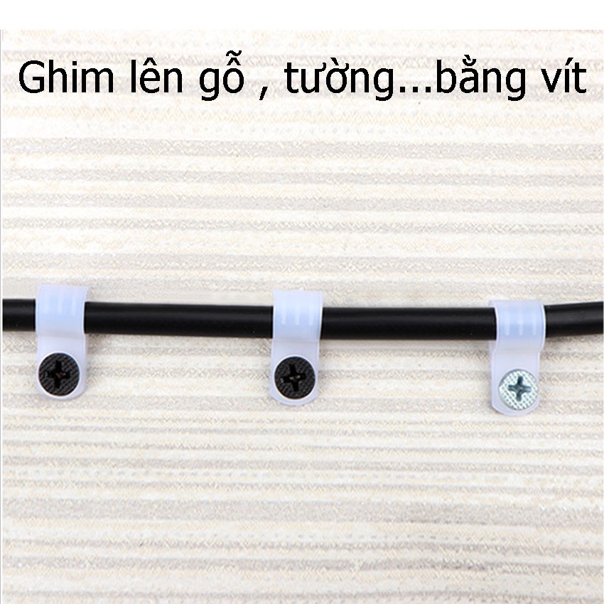 Nẹp nhựa 3.3U 5.3R 6.4R 8.4R 10.4R 13.2R 16R ghim dây điện lên tường bằng vít - Màu đen/trắng