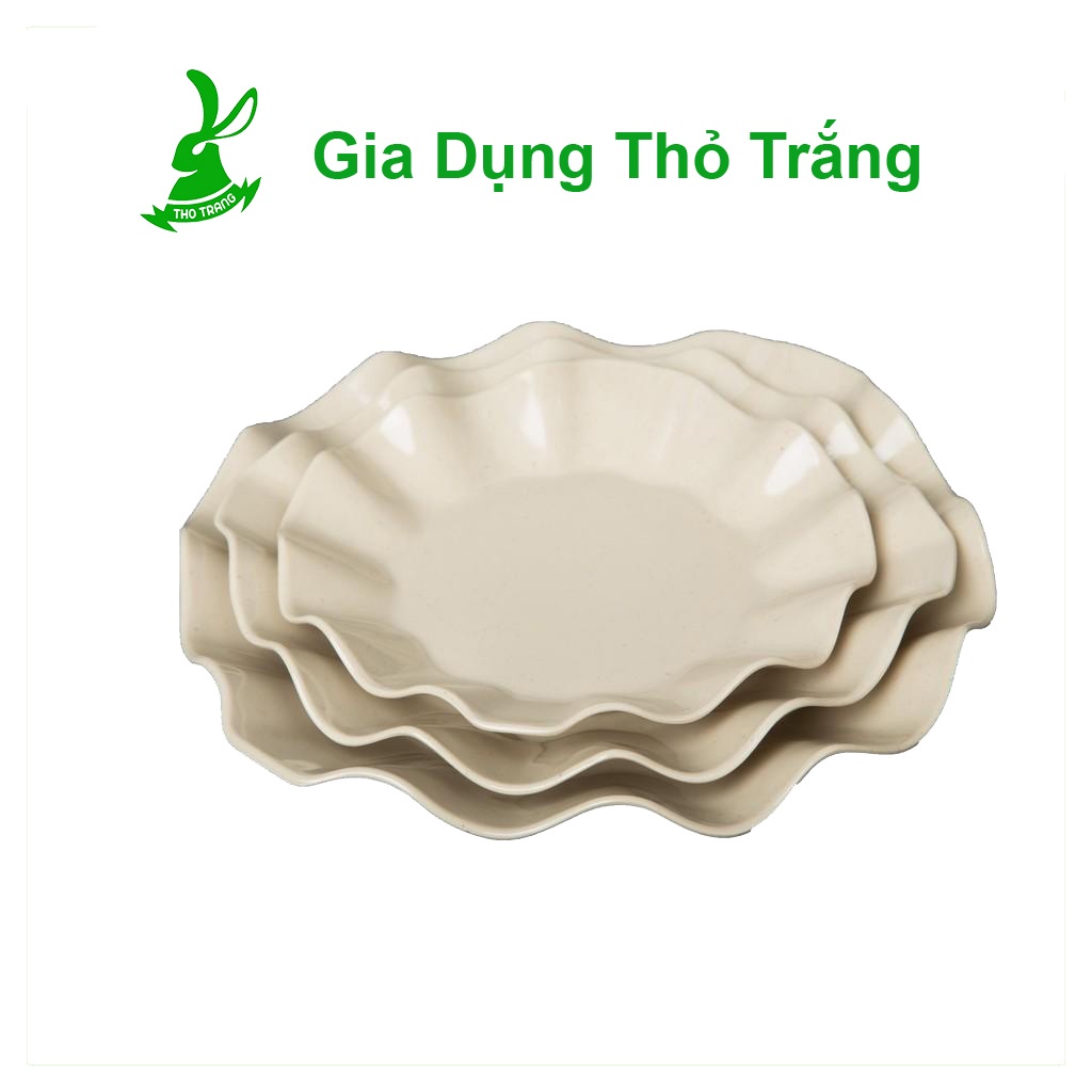 Dĩa hoa tròn vành bèo màu nâu nhựa melamine cao cấp Fataco Việt Nam