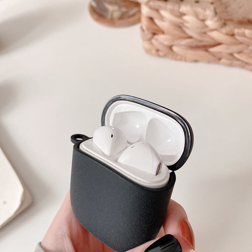 Ốp bảo vệ tai nghe màu trơn nhám có móc thời trang cho Baseus W04 TWS Baseus W04 Pro