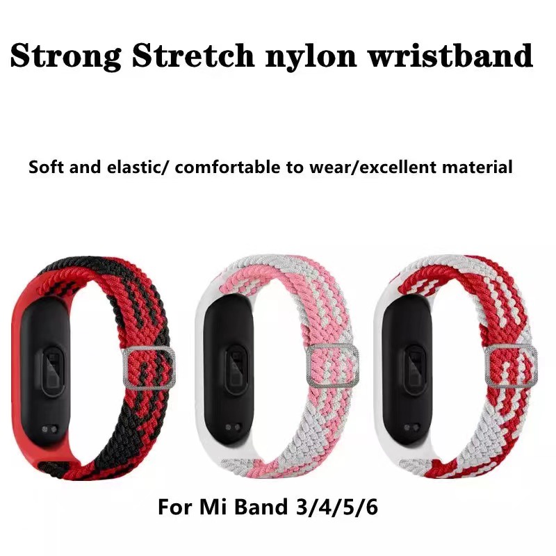 Dây Đeo Vải Nylon Bện Đàn Hồi Dễ Điều Chỉnh Cho Xiaomi Mi Band 6 5 4 3 Sport Strap Mi band 3 4 5 6