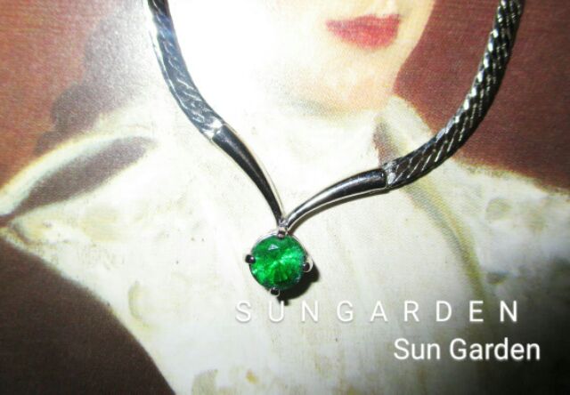 1252. Sét bộ hoa tai và dây chuyền xanh lục bảo sang trọng_Hàng si tuyển