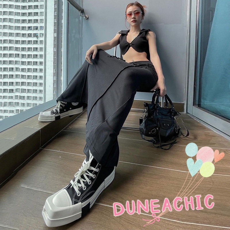 DUNEA Chân váy dệt kim dáng dài lưng thun co giãn tốt xinh xắn cho nữ