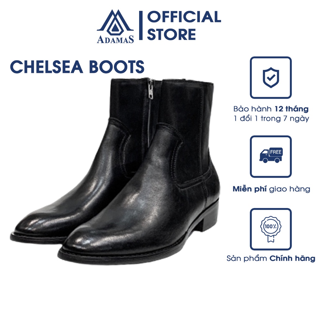 Giày Chelsea boots nam - Zip boots da bò đế gỗ cao 4cm, da bò nhập khẩu khóa kéo YKK siêu bền cá tính giành cho nam