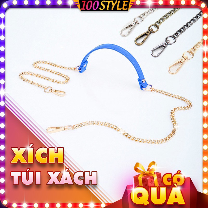 Dây Đeo Túi Xách Xích Phối Quai Da Xanh 13mm M711