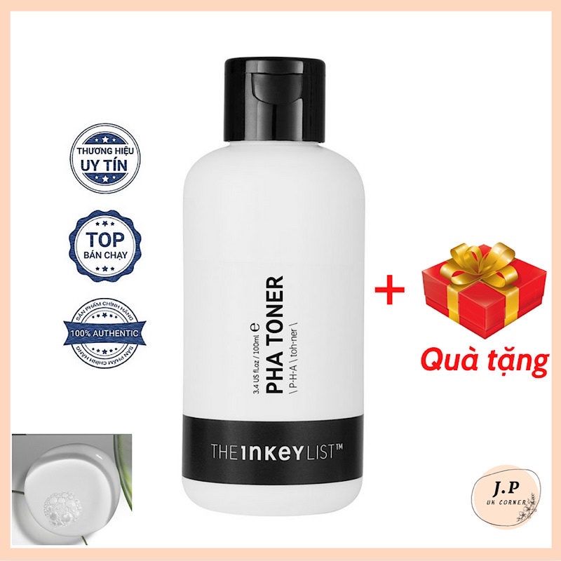 (Auth-kèm bill)Nước hoa hồng tẩy da chết The Inkey List PHA Toner 100ml  j.pukcorner