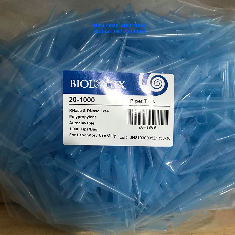 ĐẦU CÔN XANH 1000ul, Mã: 20-1000, túi 1000 cái, hãng Biologix