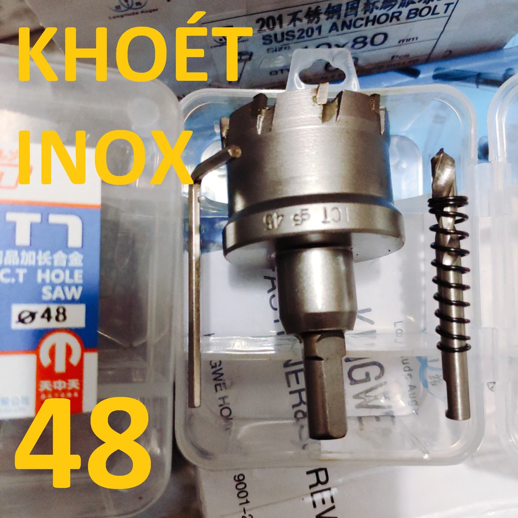 Mũi khoét inox 48 , sắt đầu hợp kim công nghệ Đức Loại 1, mũi khoét kim loại 48mm