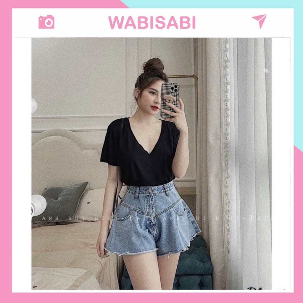 Quần short jean nữ giả váy WABISABI29 dáng xoè quần sooc bò thời trang nữ xinh xắn trẻ trung giá rẻ siêu phẩm mùa hè