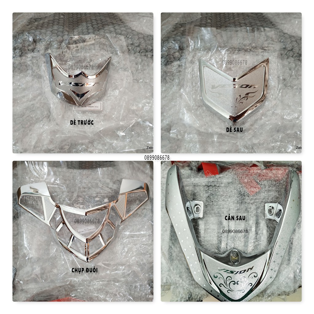 Combo Full bộ Phụ kiện ốp trang trí, bảo vệ Honda Vision 2014, 2015, 2016, 2017, 2018, 2019, 2020 Crom Chrome