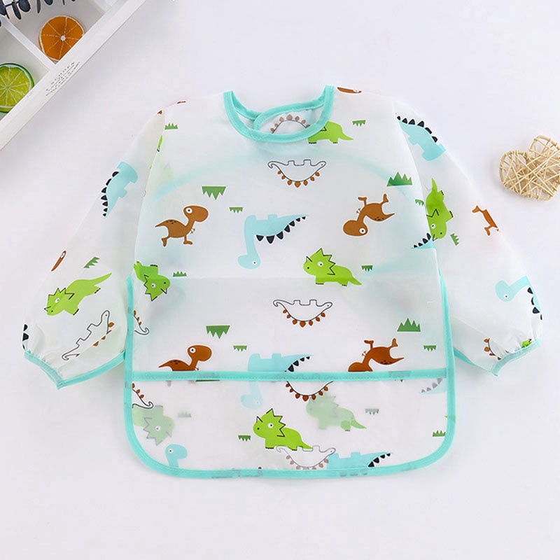 Tạp dề tay dài chống thấm nước họa tiết hoạt hình dễ thương cho bé