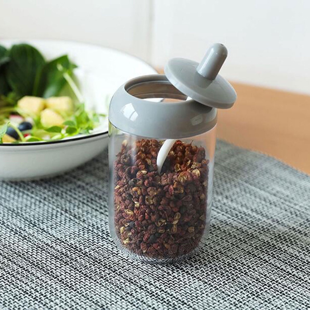 Hũ Lọ Đựng Gia Vị Trong Suốt Kèm Muỗng Thìa Cố Định Tiện Dụng (250ml)