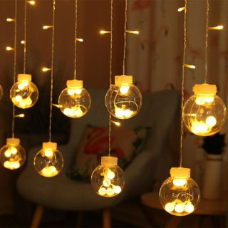 Đèn Nháy Tròn To ĐÈN nháy thả mành 12 quả cầu