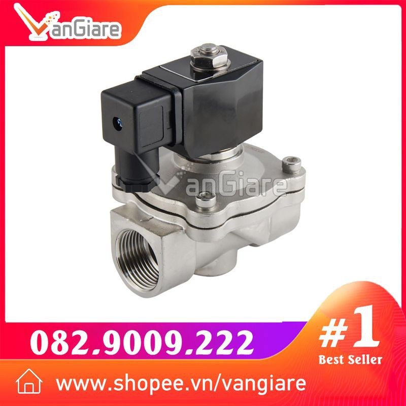 Van điện từ inox 304 phi 21 27 34, điện 24v 220v, thường đóng