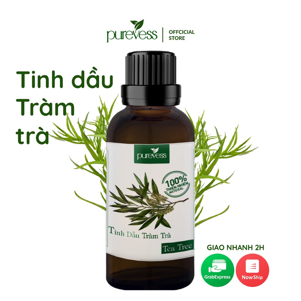 Tinh dầu Tràm Trà Purevess, giúp thư giãn và thanh lọc không khí. Dung tích: 50ml