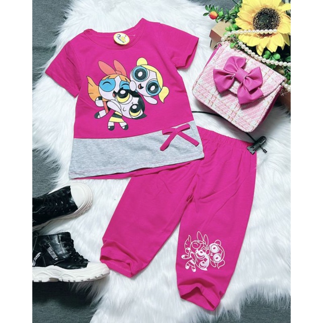 Bộ lửng ngố tay cộc cho bé gái thun cotton 4 chiều mềm mát