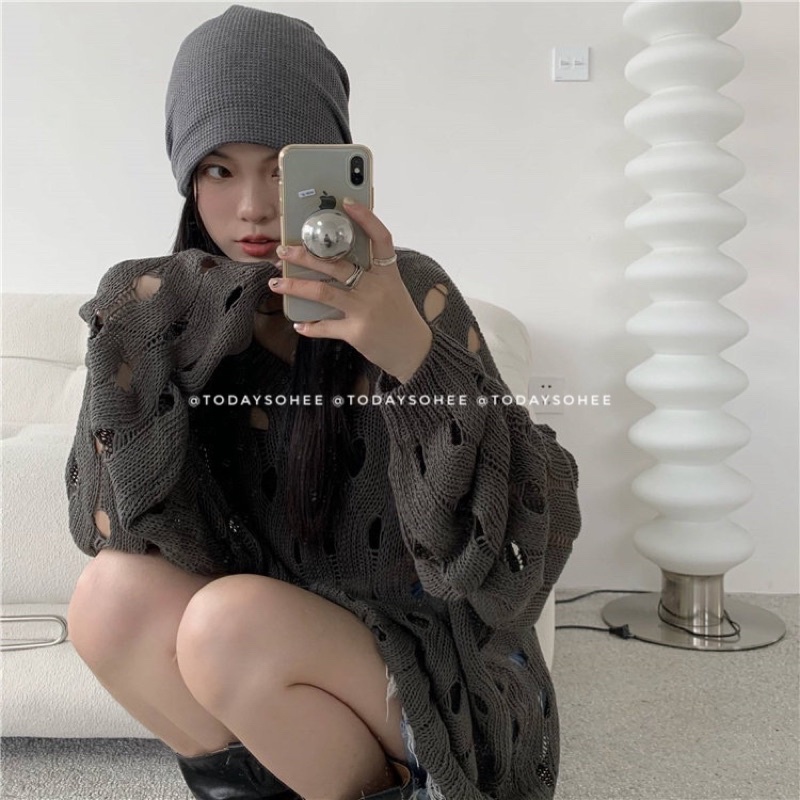 Áo len rách 2 màu