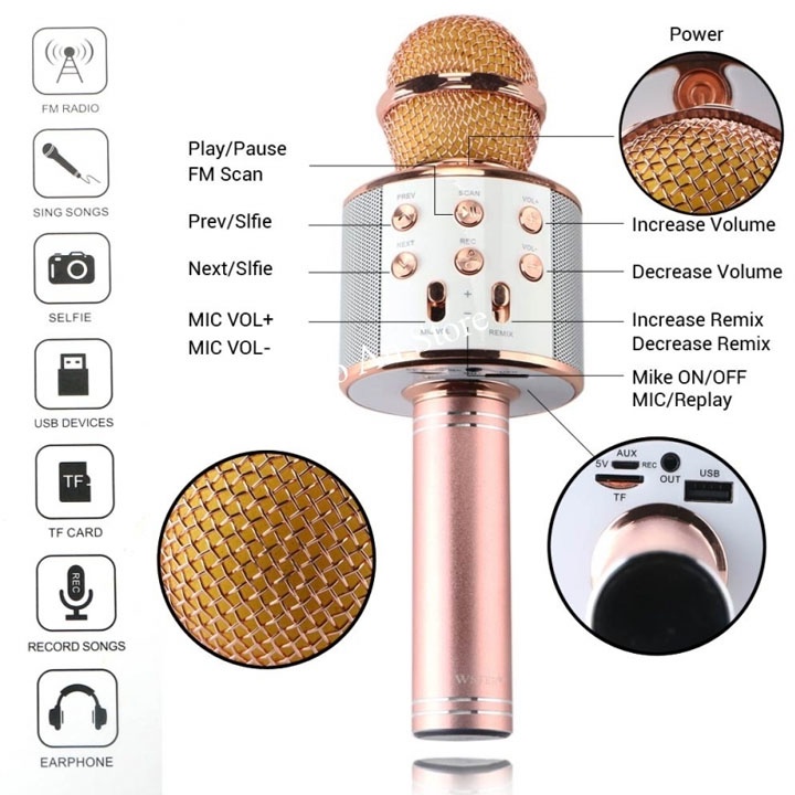 ✔Micro karaoke tích hợp Loa Bluetooth WS858 - TƯƠNG THÍCH MỌI DÒNG ĐIỆN Thoại âm vang siêu bass✔