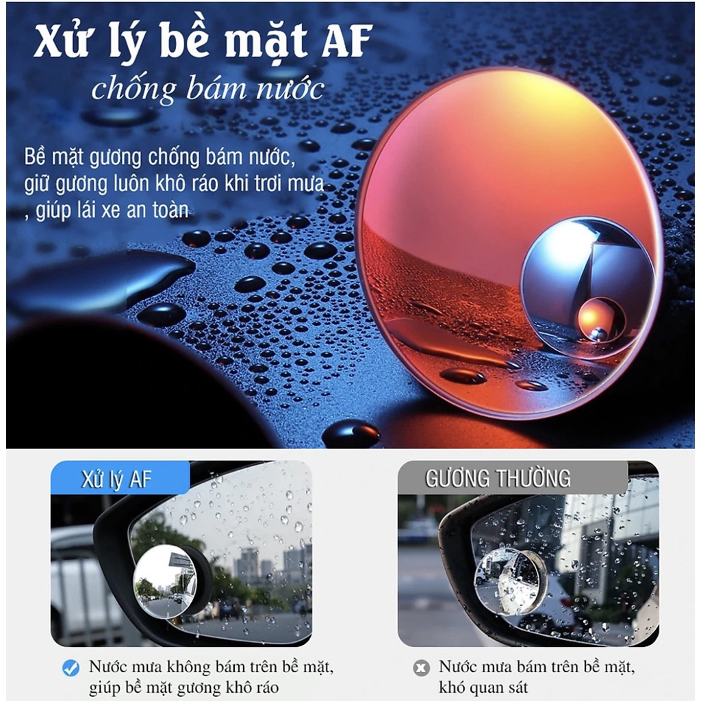 Gương Cầu Lồi Xoay Tròn Xóa Điểm Mù Gắn Kính Hậu Cho Ô Tô Chính Hãng 3R-057- CẶP 2 CÁI