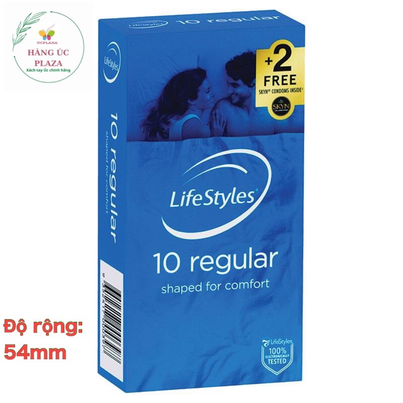 (Hàng Úc) Bao cao su Lifestyle Regular- cỡ thông thường- hộp 10 cái tặng thêm 2