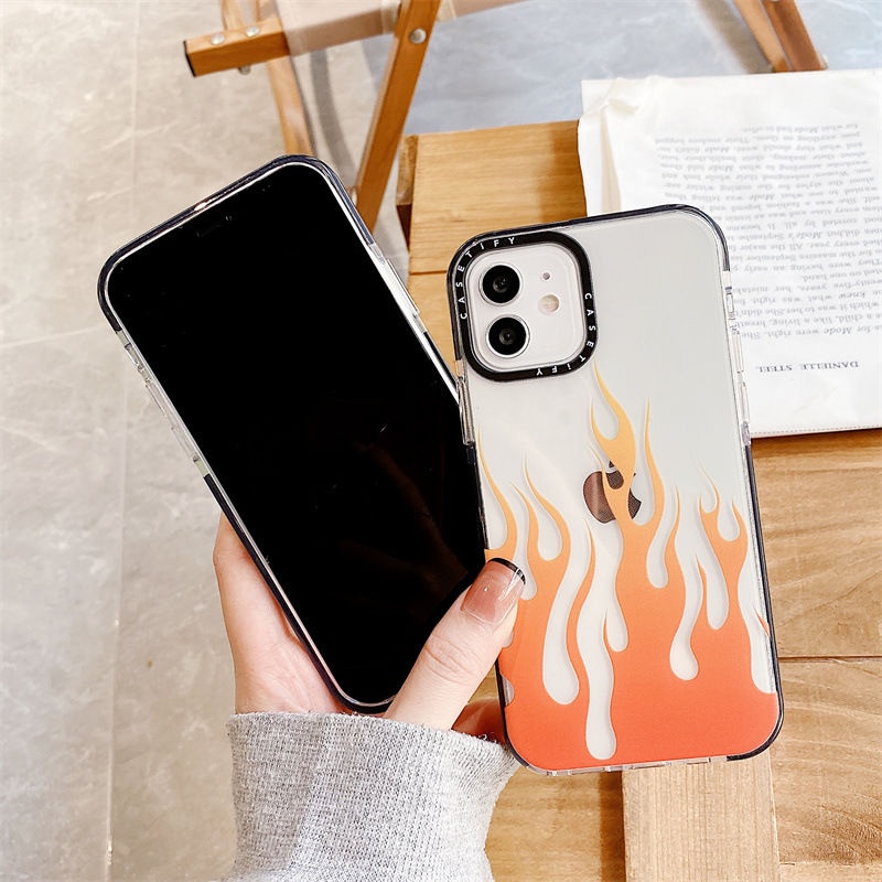 Ốp Điện Thoại Tpu Dẻo In Hình Ngọn Lửa Và Cỏ Xanh Cho iPhone 11 / 12 / 13 Promax iPhone 7 / 8 Plus / X / XR / Xs Max