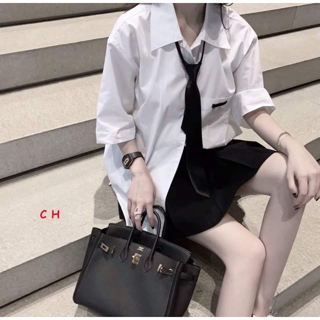 [FREESHIP ĐƠN TỪ 50K] Áo sơ mi logo đen túi ngực COH0220