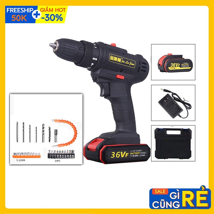 Máy Khoan Bắn Vít Dùng Pin 36V - Tặng Bộ Phụ Kiện