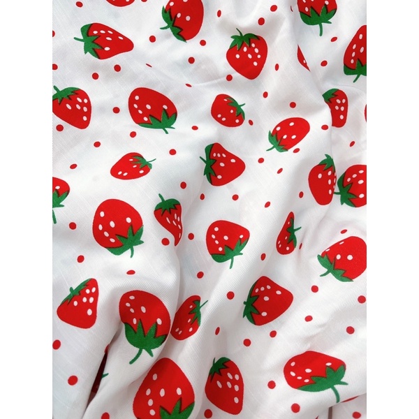 vải đũi xước quả dâu tây to cuống xanh