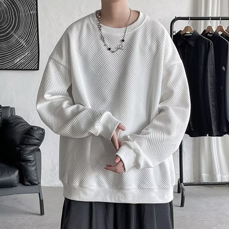 Áo Sweater Cổ Tròn Dáng Rộng Dập Nổi Họa Tiết Kiểu Mỹ Thời Trang Mùa Thu 2022 Cho Nam