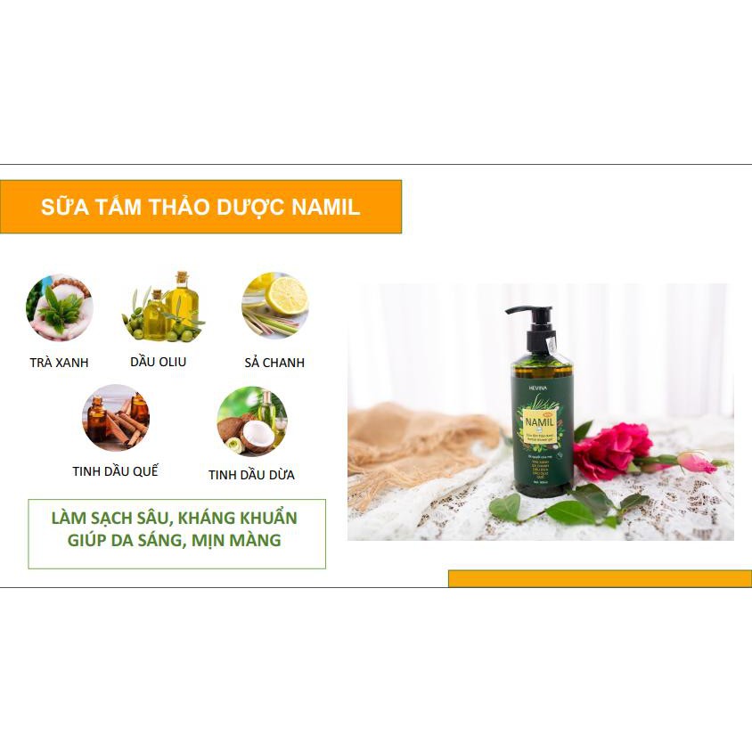 SỮA TẮM THẢO DƯỢC NAMIL AN TOÀN CHO BÀ BẦU, SẠCH MỤN LƯNG HẾT VIÊM DA